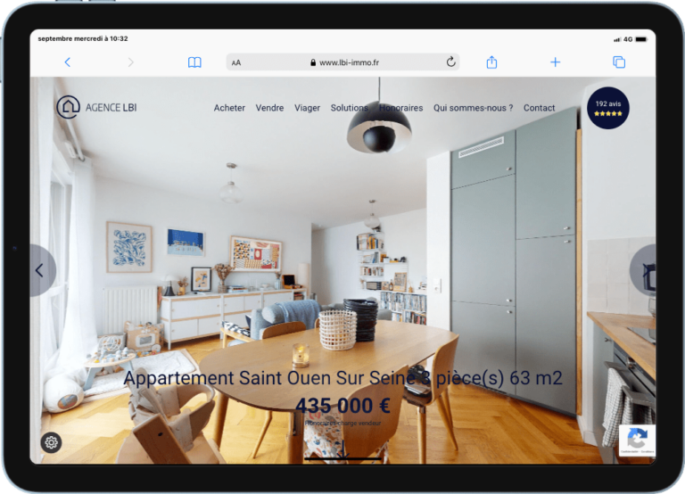 Annonce immobilière avec une photographie grand format