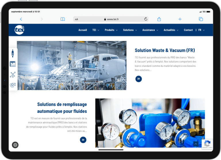 Site web industriel sur Ipad